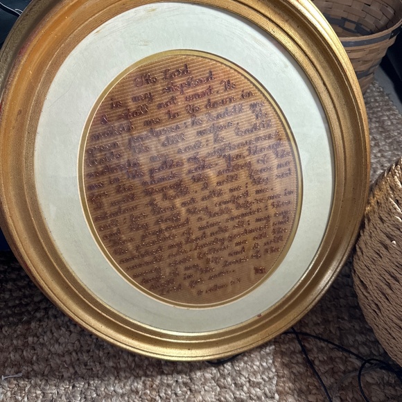 Psalm 23 in an oval gold frame